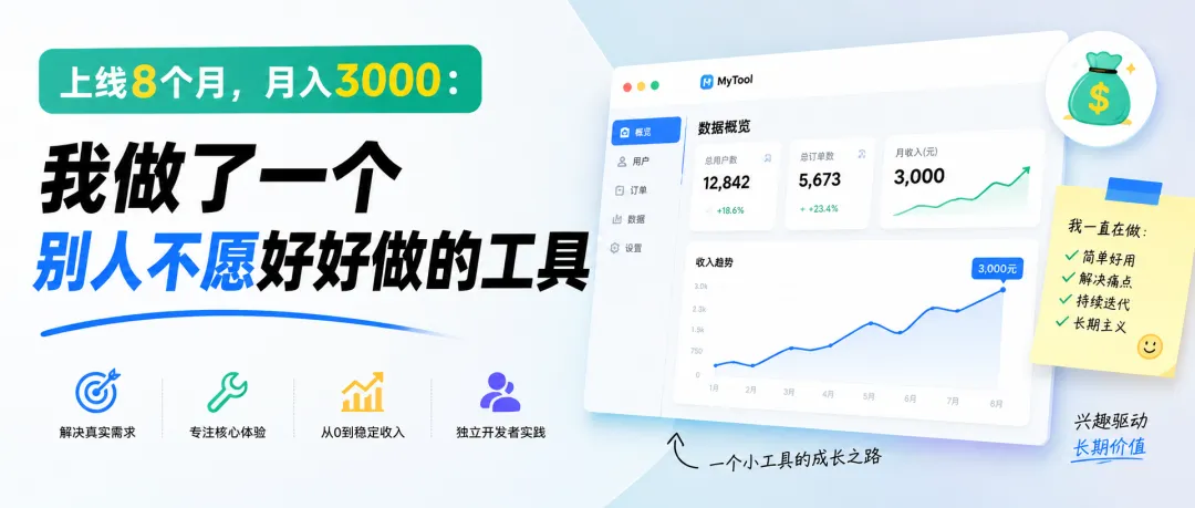 上线8个月,月入3000:我做了一个别人不愿好好做的工具
